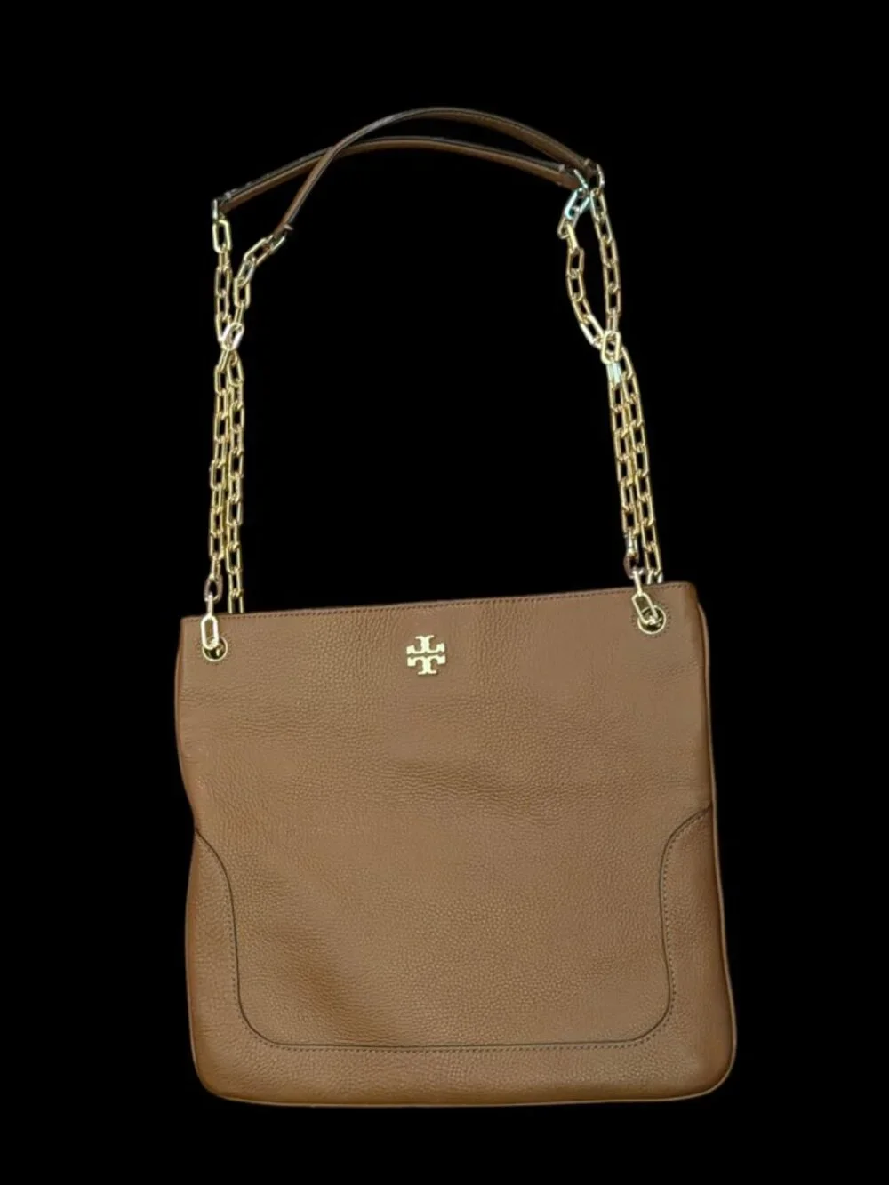 Tory Burch Marsden Swing Pack Light Brown Leather Shoulder Bag Gold Hardware